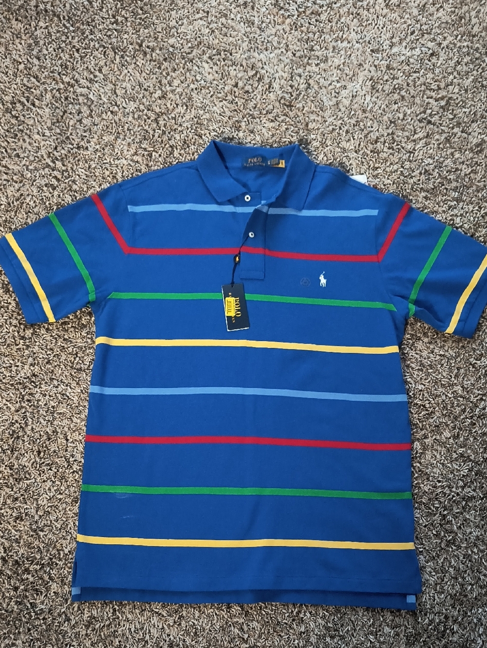 Polo by Ralph Lauren Royal Blue Multi-Stripe Cotton Polo - Picture 2 of 7